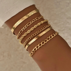 18K Gold-Plated Bracelet Set with Mixed Chain Styles